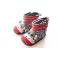 Zara Boot Grey Strip Red